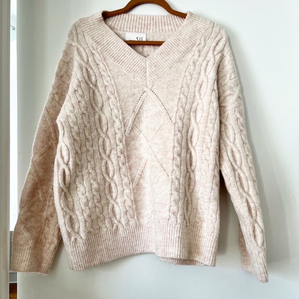 Pinkish blush crochet oversized sweater